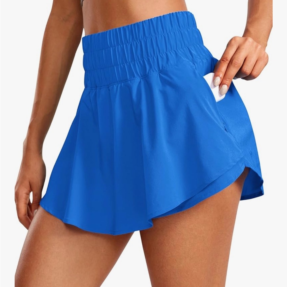 CRZ YOGA Blue Athletic Shorts with Elastic Waistband